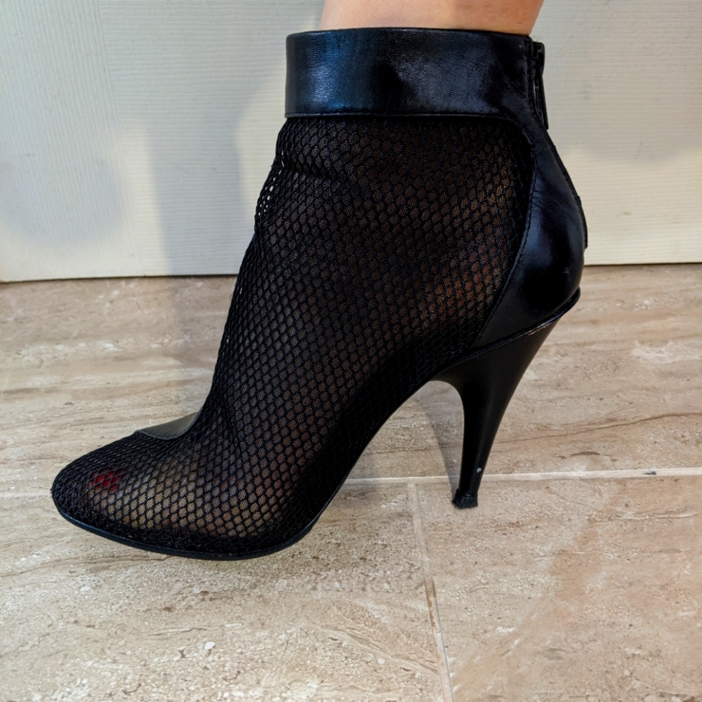 Phillip Lim fishnet mesh lace leather booties 37